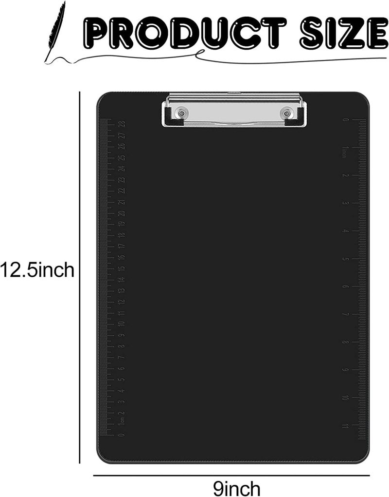 HERKKA 25 Pack Plastic Clipboards  Black  A4 Letter Size  12.5 x 9 Inch - Image 2